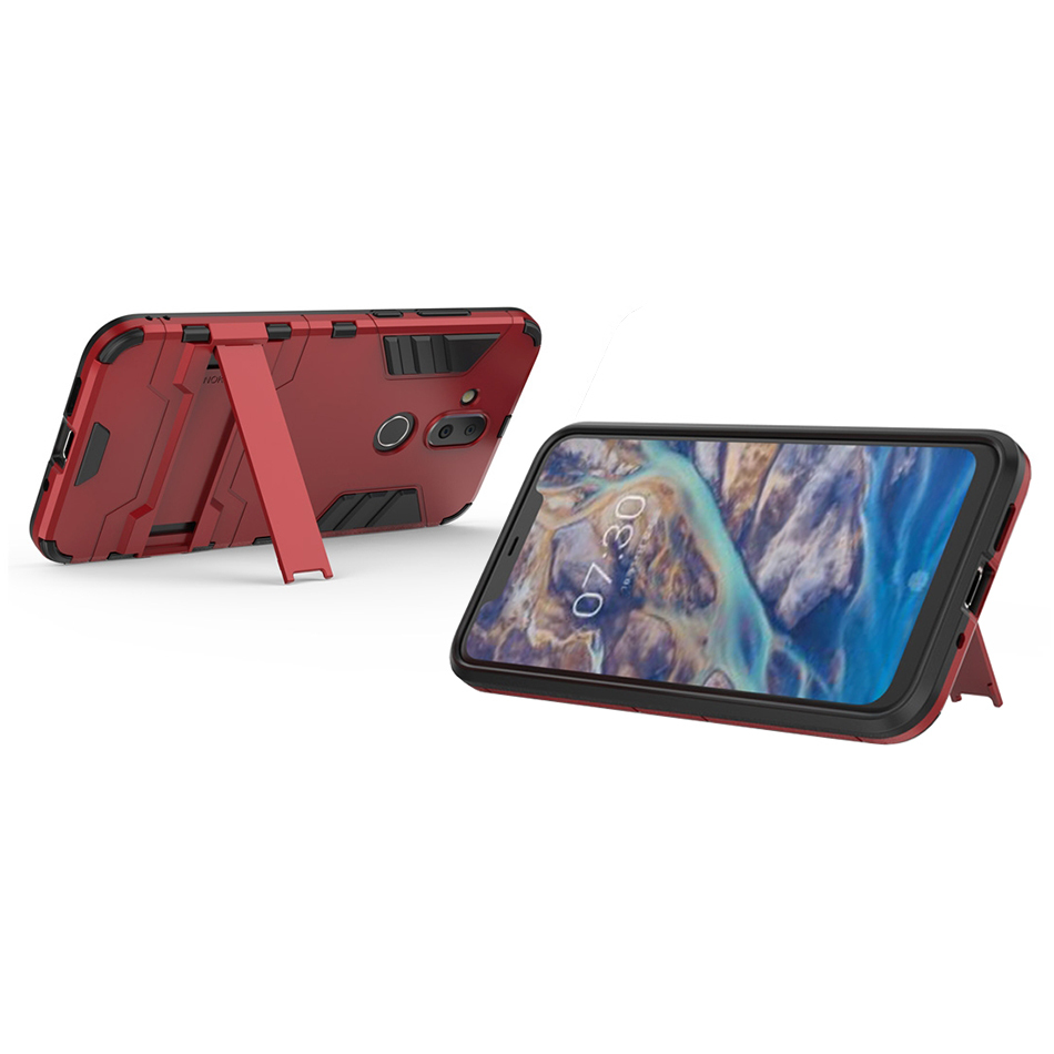 Slim Armour Tough Shockproof Case & Stand for Nokia 8.1 - Red